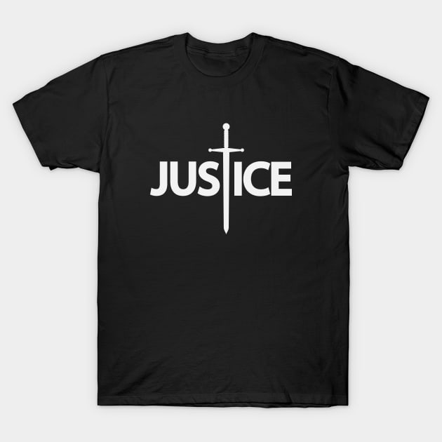 Justice artistic text design T-Shirt by DinaShalash